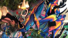 A colourful mural in the rooftop restaurant at the hotel Andaz Mexico City Condesa