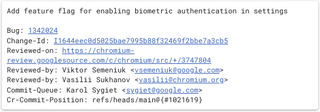 Biometric Authentication flag in Chromium Gerrit