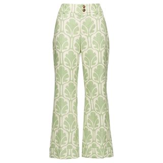 LaDoubleJ hendrix pants in green print flat lay