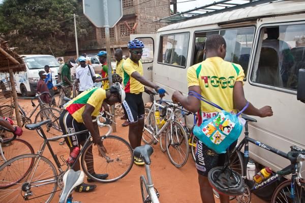 The Togo national team readies for stage two of the Benin Independence Race