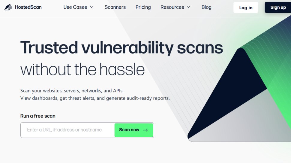 Website screenshot of HostedScan Security (July, 2025)
