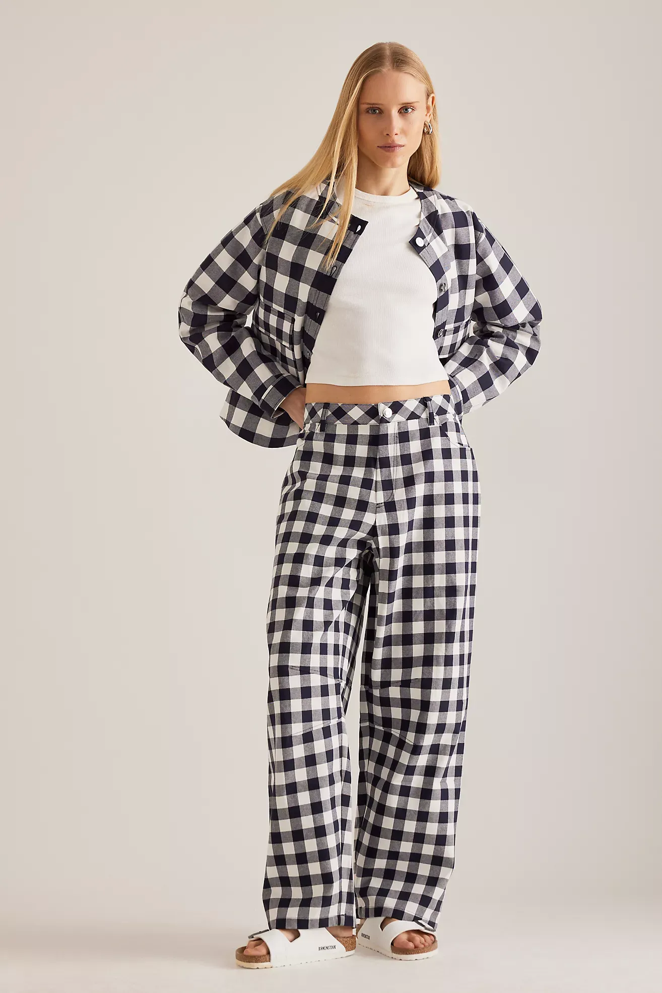 Aligne Ned Check Barrel Trousers