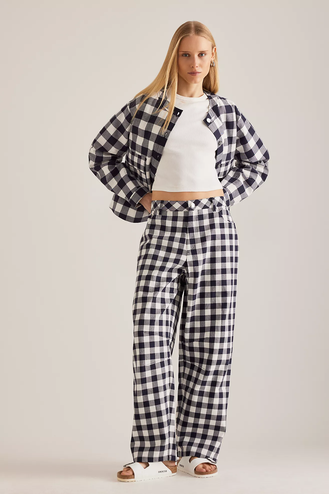 Aligne Ned Check Barrel Trousers