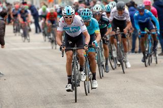 Geraint Thomas chases Adam Yates near the end of stage 5 at Tirreno-driatico