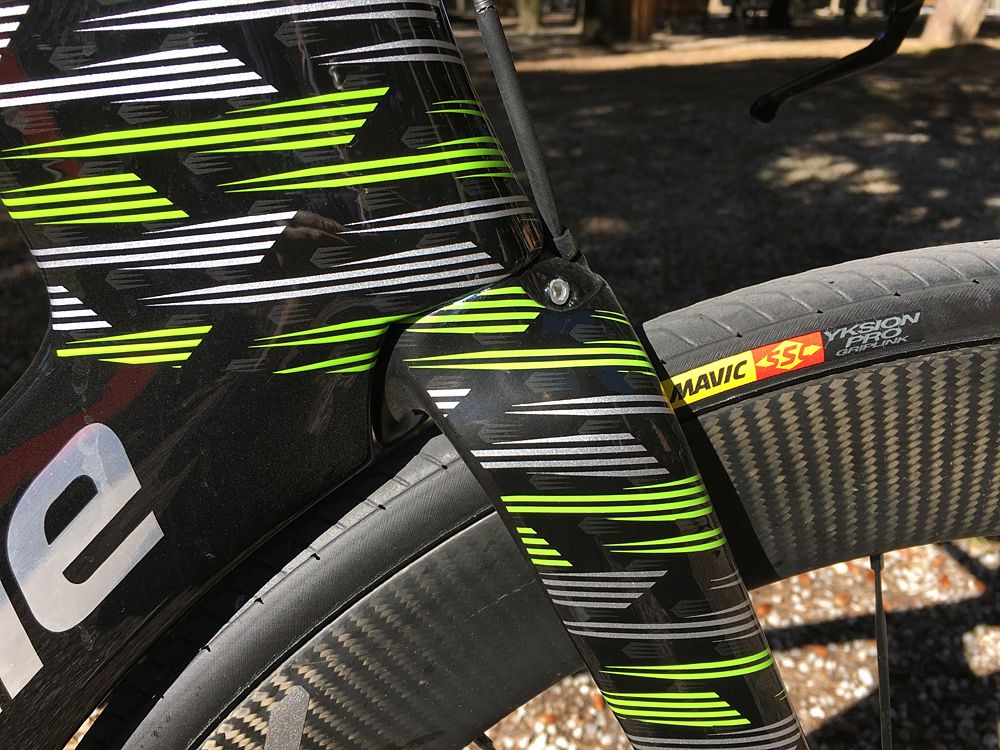 The Cannondale Super Slice disc TT bike on display at Tirreno-Adriatico