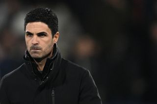 Arsenal manager Mikel Arteta reacts during the English Premier League football match between Luton Town and Arsenal at Kenilworth Road in Luton, north of London on December 5, 2023. 