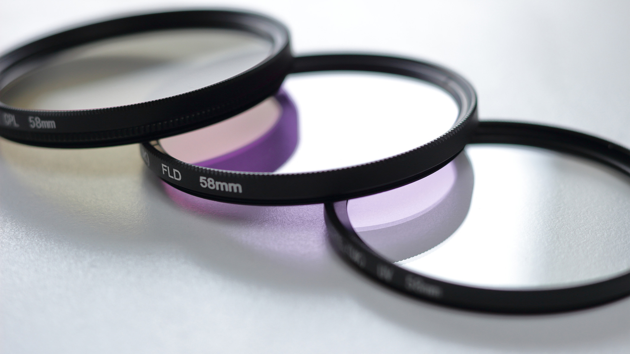 lens filters on a white surface
