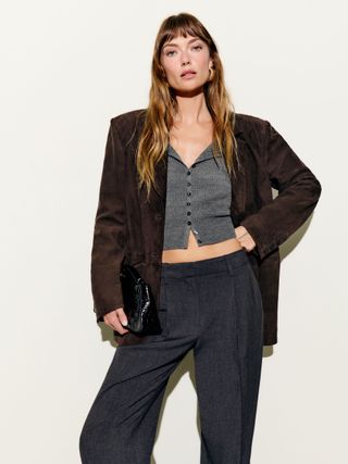 Veda Leon Oversized Suede Blazer