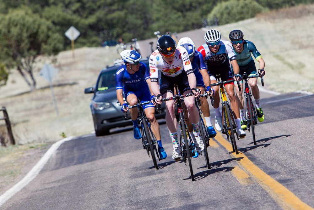 Cormac McGeough (Jelly Belly) powers the breakaway during stage 2 a Tour of the Gila