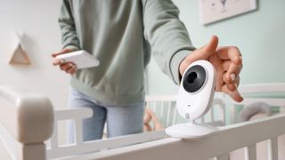 a baby monitor on a crib
