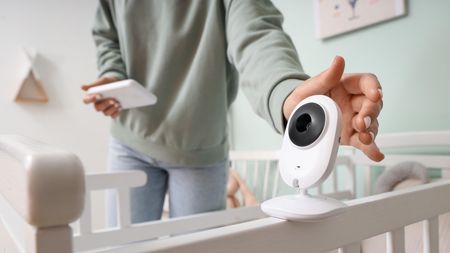 a baby monitor on a crib
