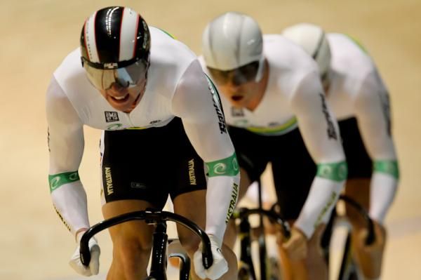 The Aussies in the team sprint final.