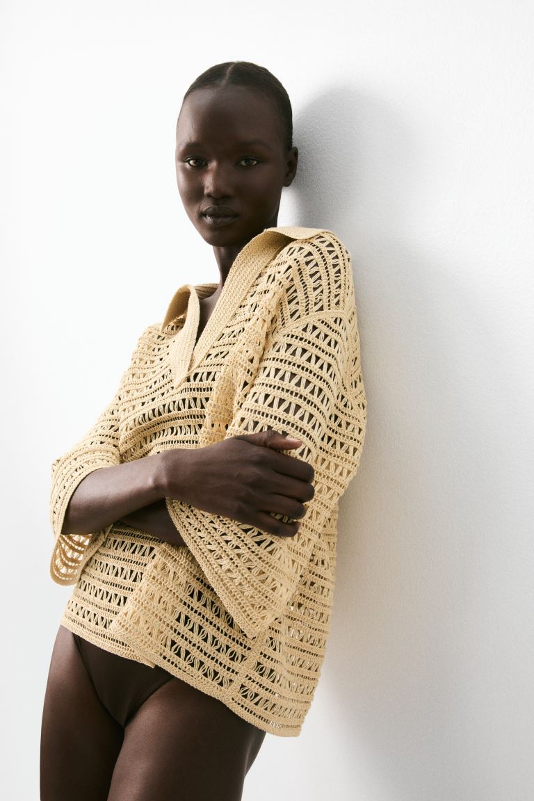 Crochet-Look Pullover Shirt
