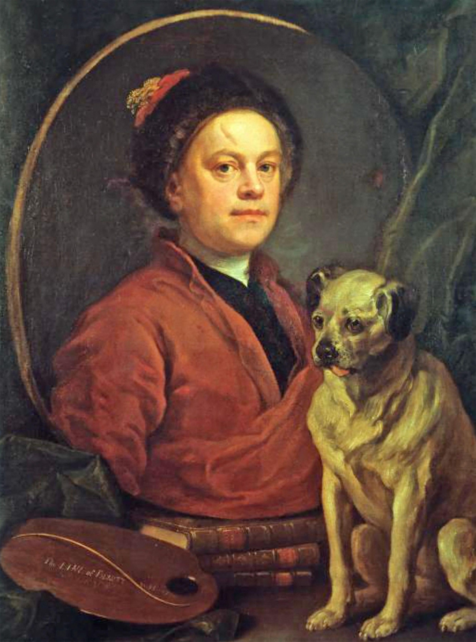 A painting of hogarth and his pug, trump, by Hogarth