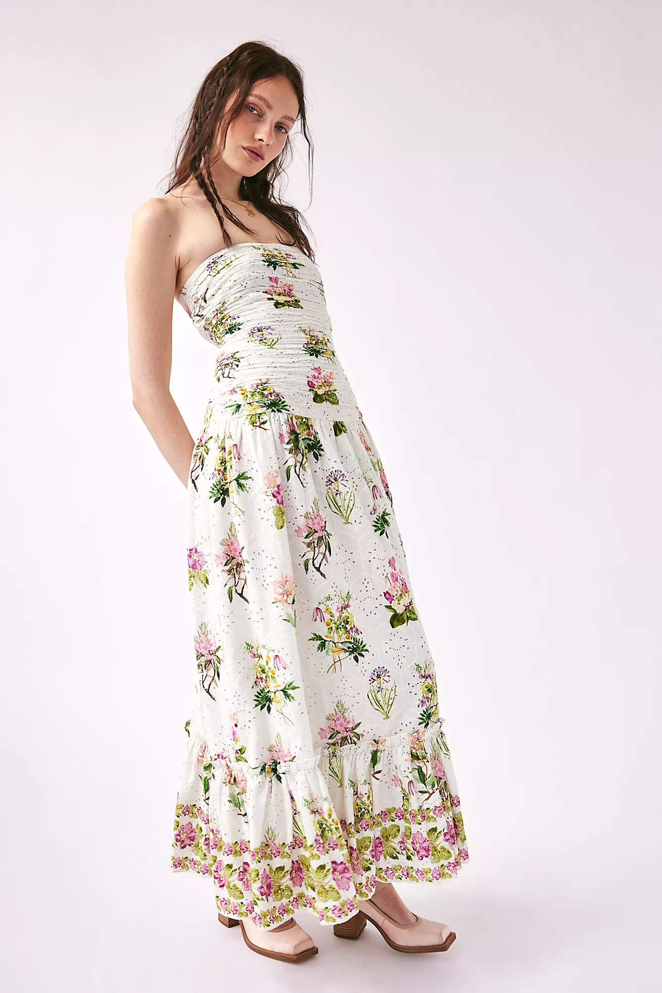 Hemant 
Nandita Embroidered Strapless Dress