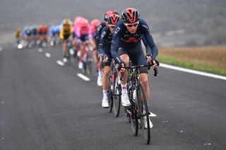 VILLANUEVA DE VALDEGOVIA SPAIN OCTOBER 27 Christopher Froome of The United Kingdom and Team INEOS Grenadiers Peloton during the 75th Tour of Spain 2020 Stage 7 a 1597km from VitoriaGasteiz to Villanueva de Valdegovia lavuelta LaVuelta20 La Vuelta on October 27 2020 in Villanueva de Valdegovia Spain Photo by Justin SetterfieldGetty Images