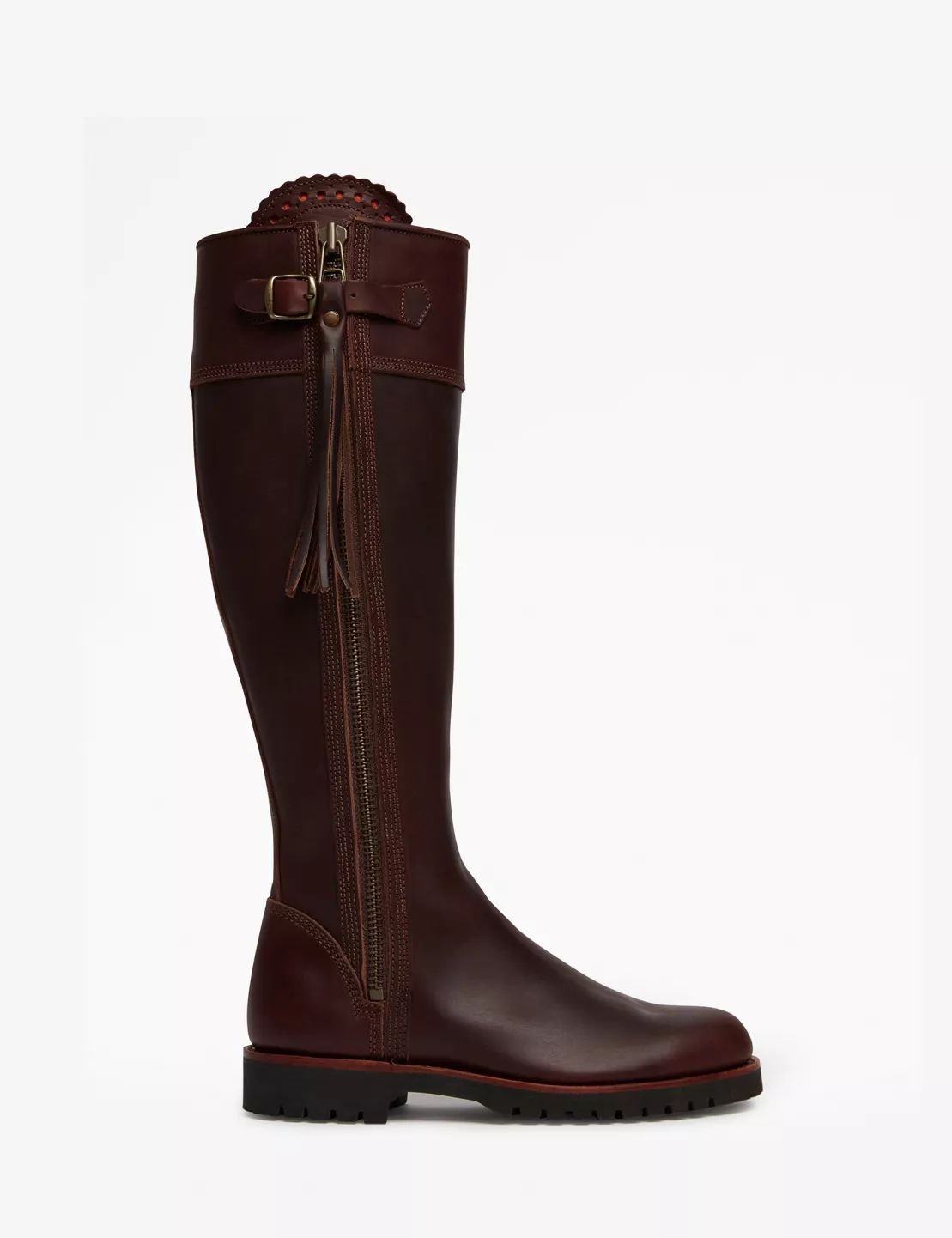 Long tassel boots in conker