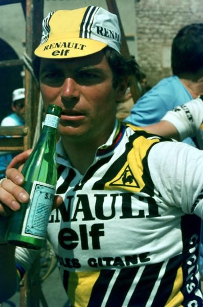 Bernard Hinault sports the famous Renault-Elf colours.