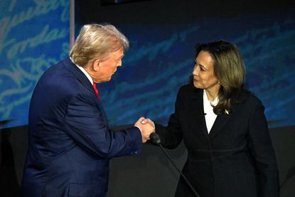 Kamala Harris and Donald Trump during a US election presidential debate 