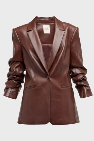 Cinq A Sept Kylie Faux-Leather Scrunched-Sleeve Jacket