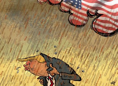 Political cartoon U.S. Trump scandals Stormy Daniels Mueller probe