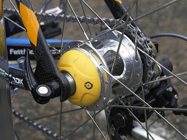 Even the team's PowerTap rear hubs are fitted with bladed spokes.