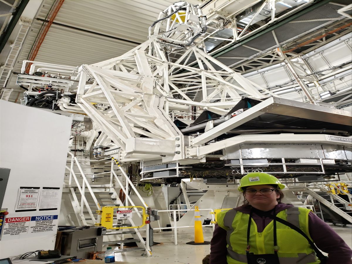 A closeup of the opening that allows sunlight to pass from the telescope to the lab.
