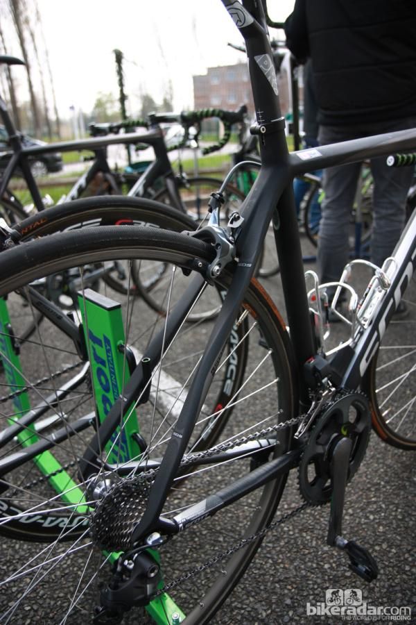 The seat stays on GreenEdge's Scott CR1 are very flat but also very wide.