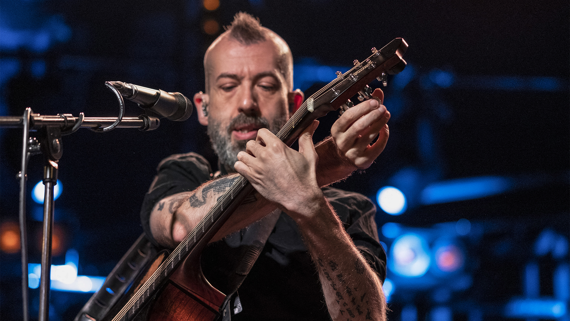 Virtuoso fingerstyle guitarist Jon Gomm (UK) perfomed at the MIGS Montreux Guitar Show in Switzerland on 1 May 2022.