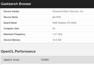 RX 6800 Geekbench 5 OpenCL Score