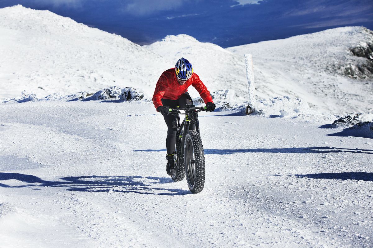 Tim Johnson climbs Mt. Washington on a fat bike