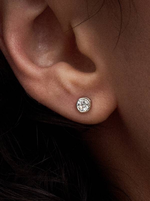 Pandora, Pandora Era Bezel Sterling Silver Lab-Grown Diamond Earrings
