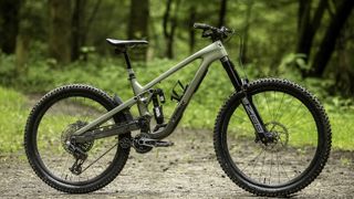 Mountain bike on path with grass behind