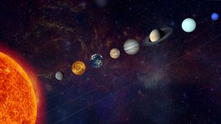 The order of the planets in the solar system.