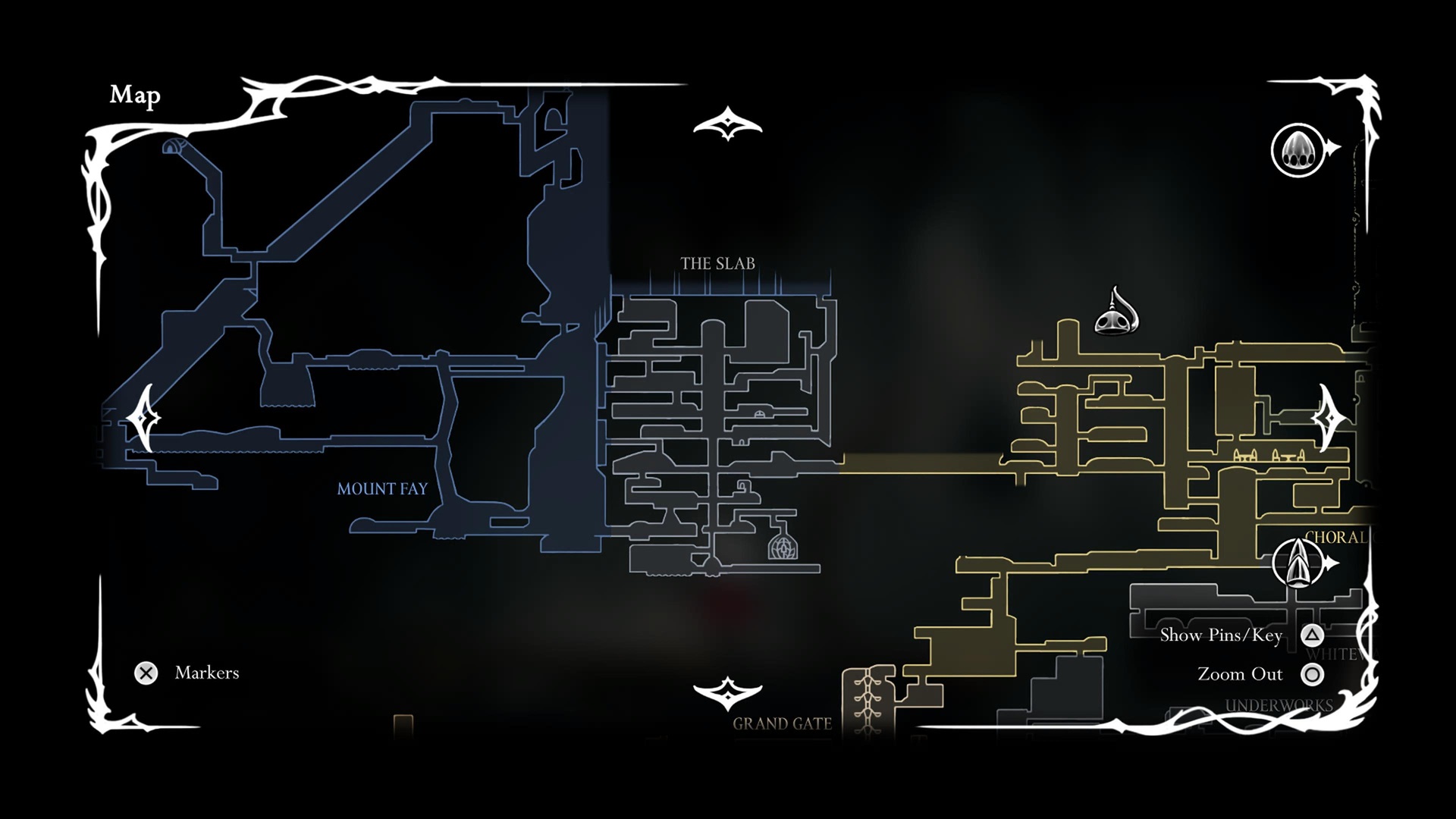 Map of Mount Fay and The Slab in Silksong