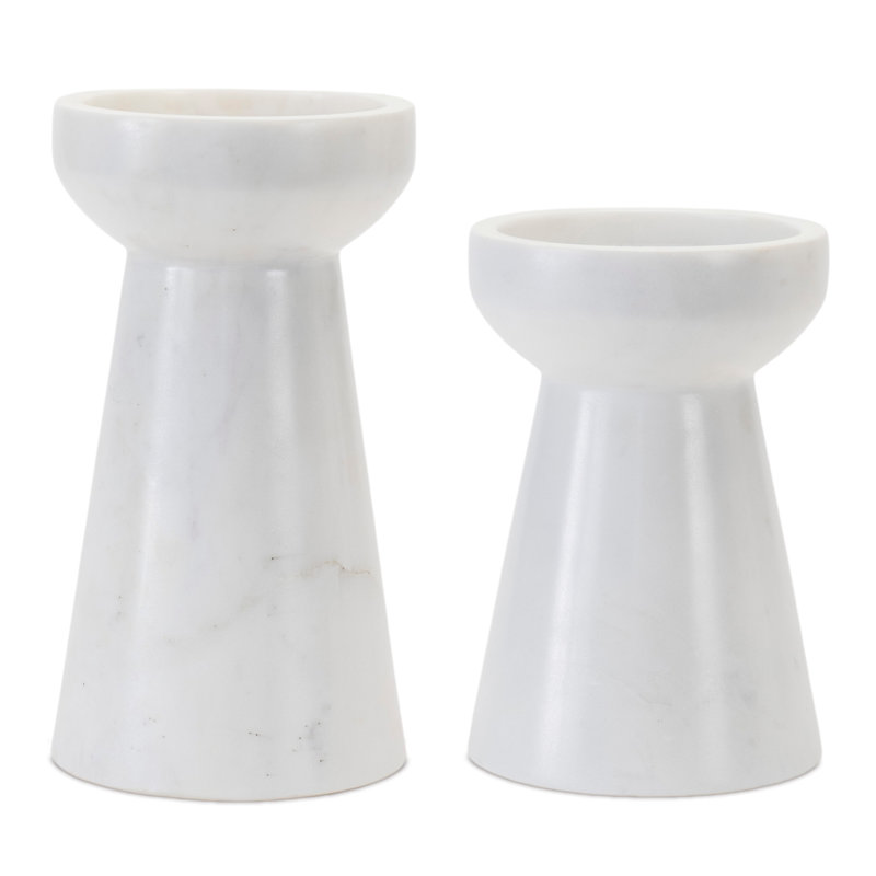 Ivy Bronx Modern Marble Candle Holder (set of 2) | Wayfair
