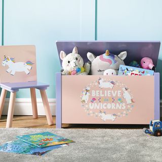 childrens wooden unicorn toy box