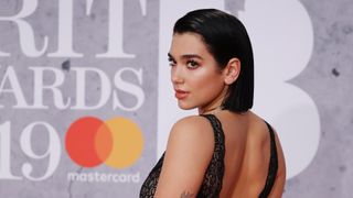 Dua Lipa with short hairstyle for thick hair