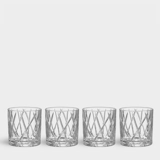 Orrefors City Set of Four Crystal Double Old Fashioned Glasses