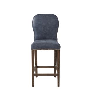 oka blue leather bar stool