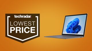 Microsoft Surface Laptop 4 on an orange background