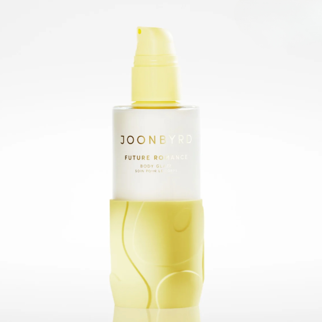 A product shot of the Joonbyrd Body Glaze, on a grey background