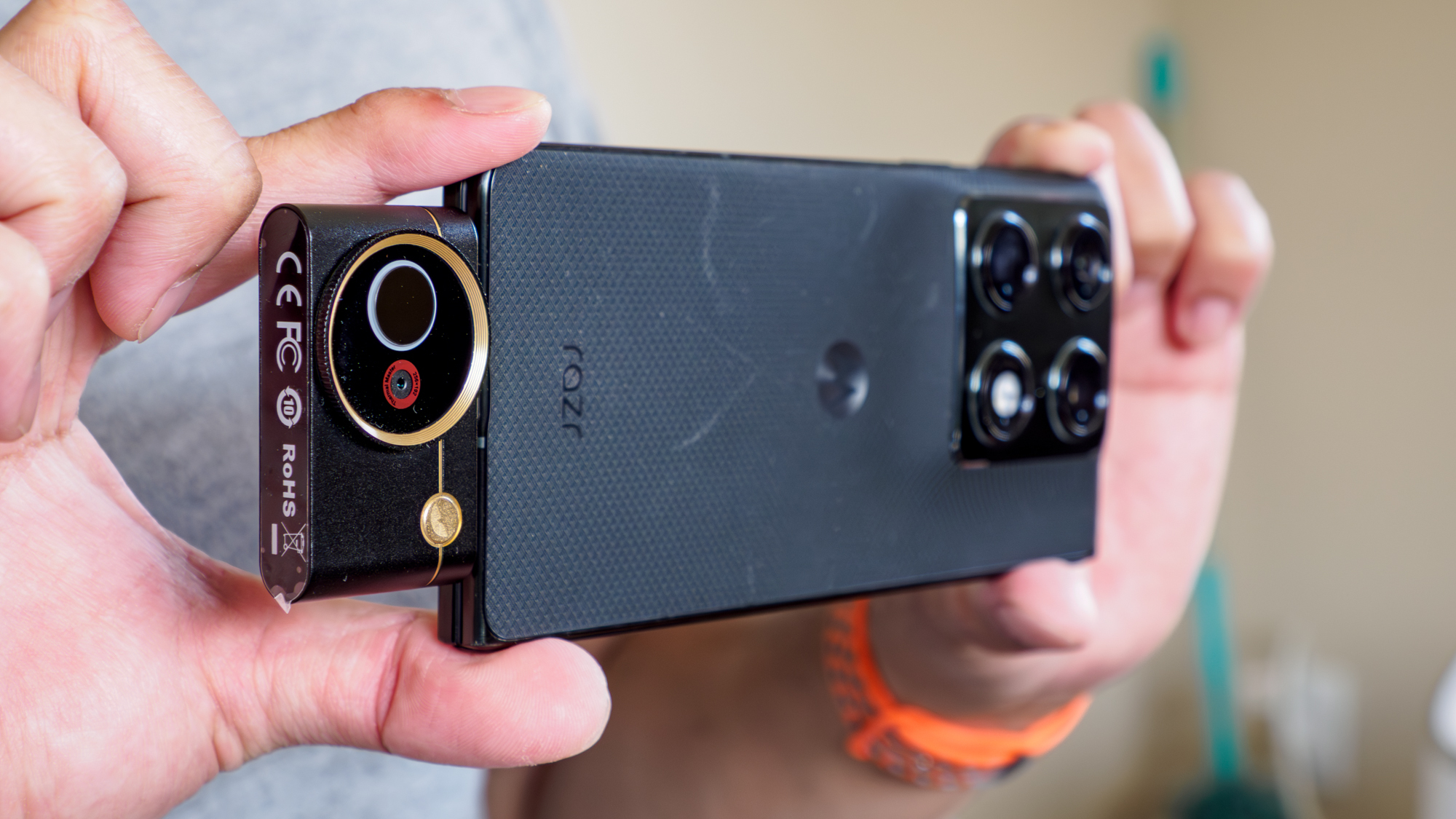 Thermal Master P4 connected to an Android phone.