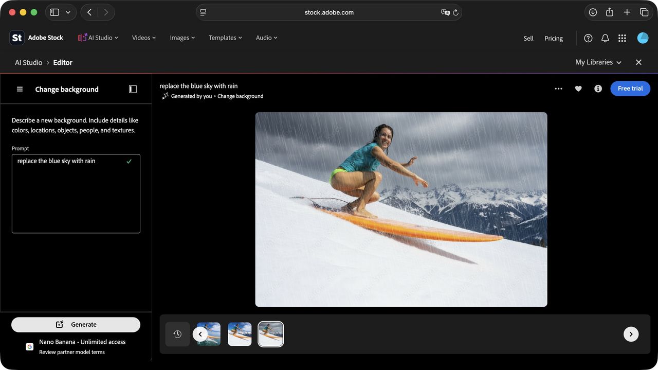 Using Adobe Stock AI Studio to test the features and tools on a Mac