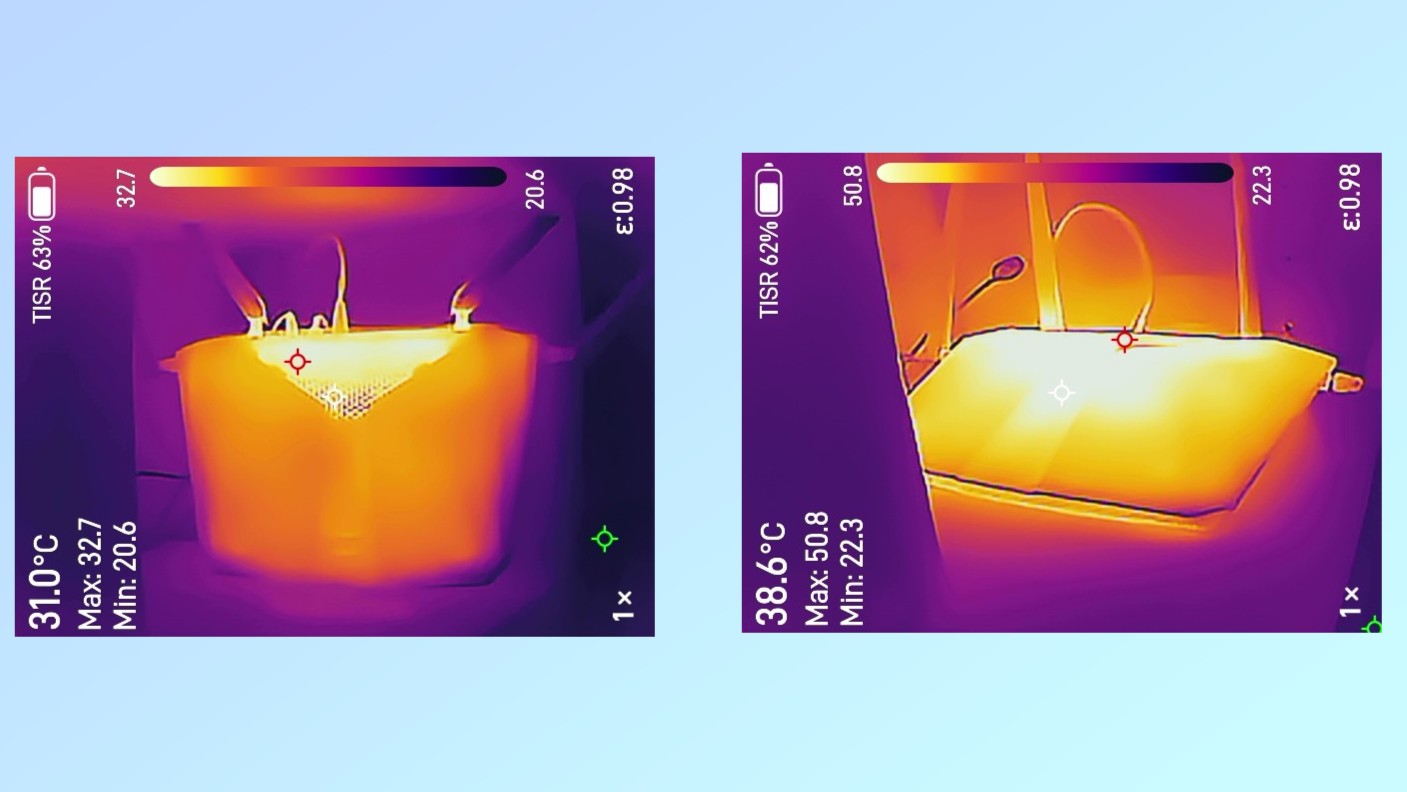 Screenshots of a Wi-Fi router captured by a thermal imaging camera