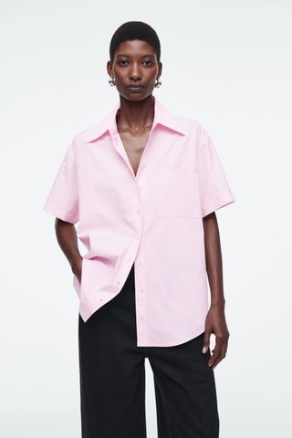 Boxy Short-Sleeved Cotton Shirt