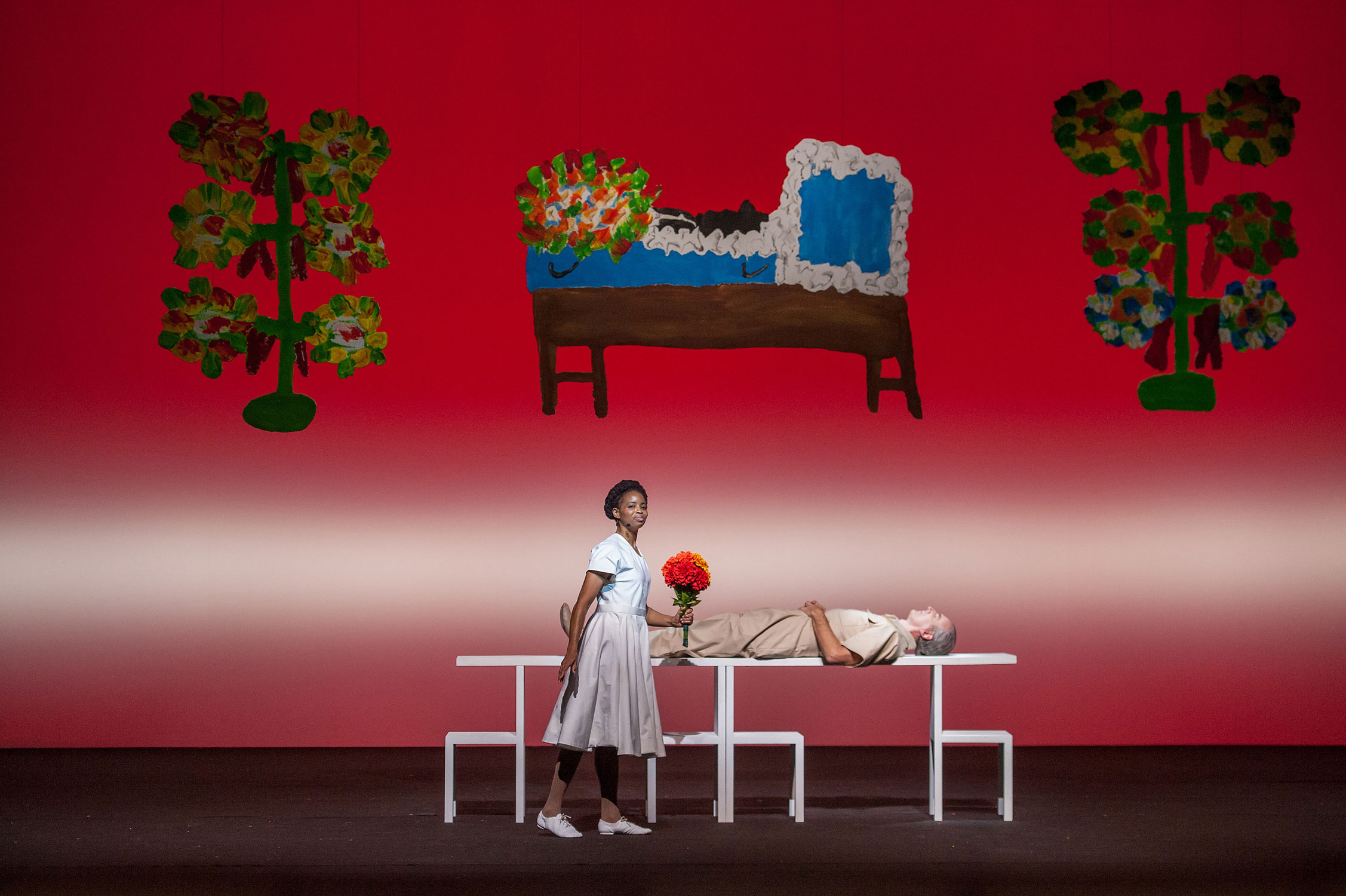Carla Duran and Robert Osborne in Zinnias: The Life of Clementine Hunter. Music by Bernice Johnson Reagon and Toshi Reagon, book by Jacqueline Woodson, 2013