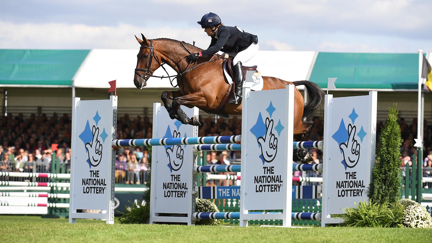Pippa Funnell (GBR) riding MGH GRAFTON STREET during the showjumping phase of the Land Rover Burghley Horse Trials with MGH GRAFTON STREET in the grounds of Burghley House near Stamford in Lincolnshire in the UK between 5 - 8th September 2019