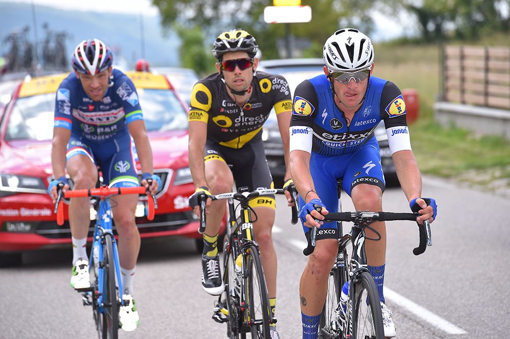 Maxime Bouet, Bryan Nauleau and Frederik Veuchelen in the breakaway