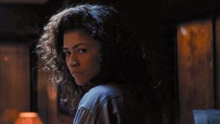 Rue (Zendaya) looks over her left shoulder in the first-look image from "Euphoria" season 3